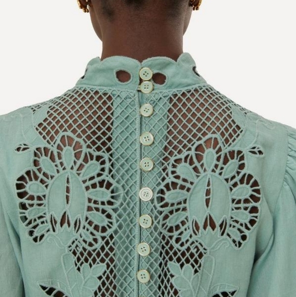 NWOT FARM RIO | $360 Broderie Anglaise Linen Blend Maxi Dress - Picture 5 of 11